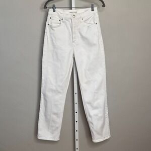 Denim Forum The Arlo High-Rise Straight Leg Jeans White Womens 27 Button-Fly